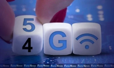 rede de conectividade 5G cobrindo uma cidade, com destaque para tecnologia, velocidade e cobertura digital